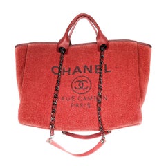 Chanel Lurex Boucle Large Deauville Tote Red