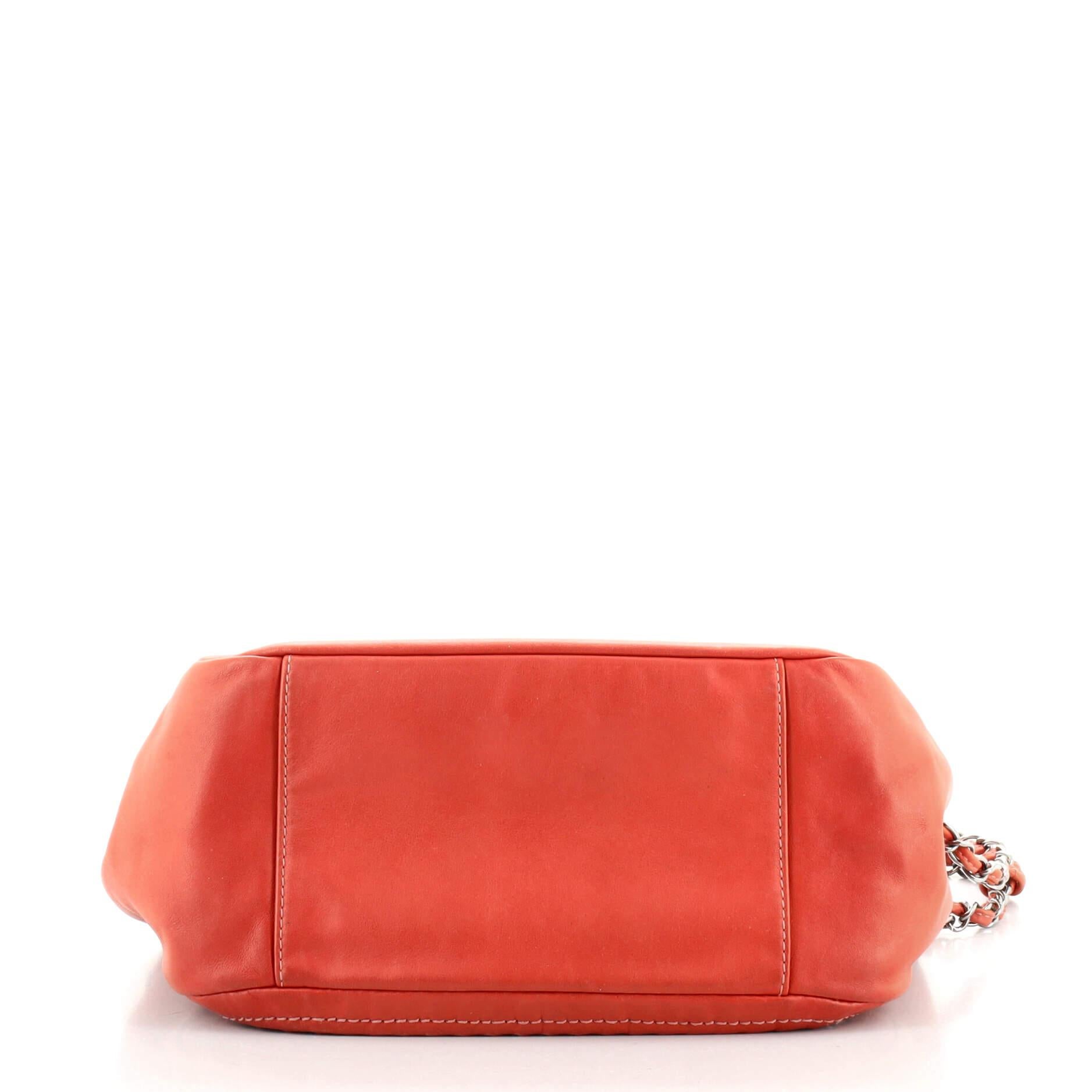 Orange Chanel Luxe Ligne Accordion Flap Bag Leather