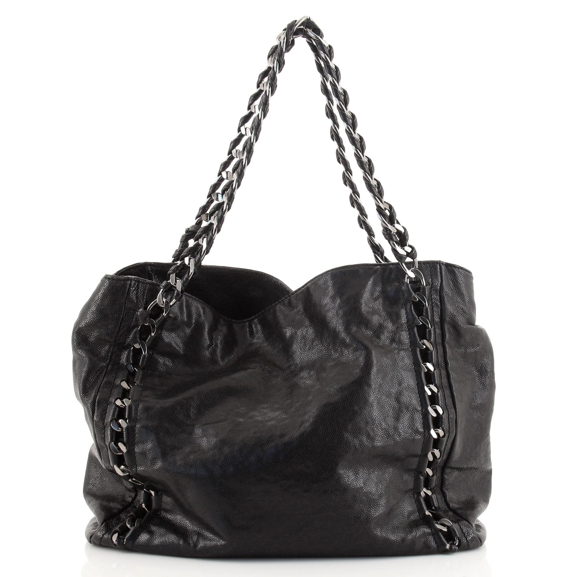 Chanel Luxe Ligne Tragetasche aus Leder (Schwarz)