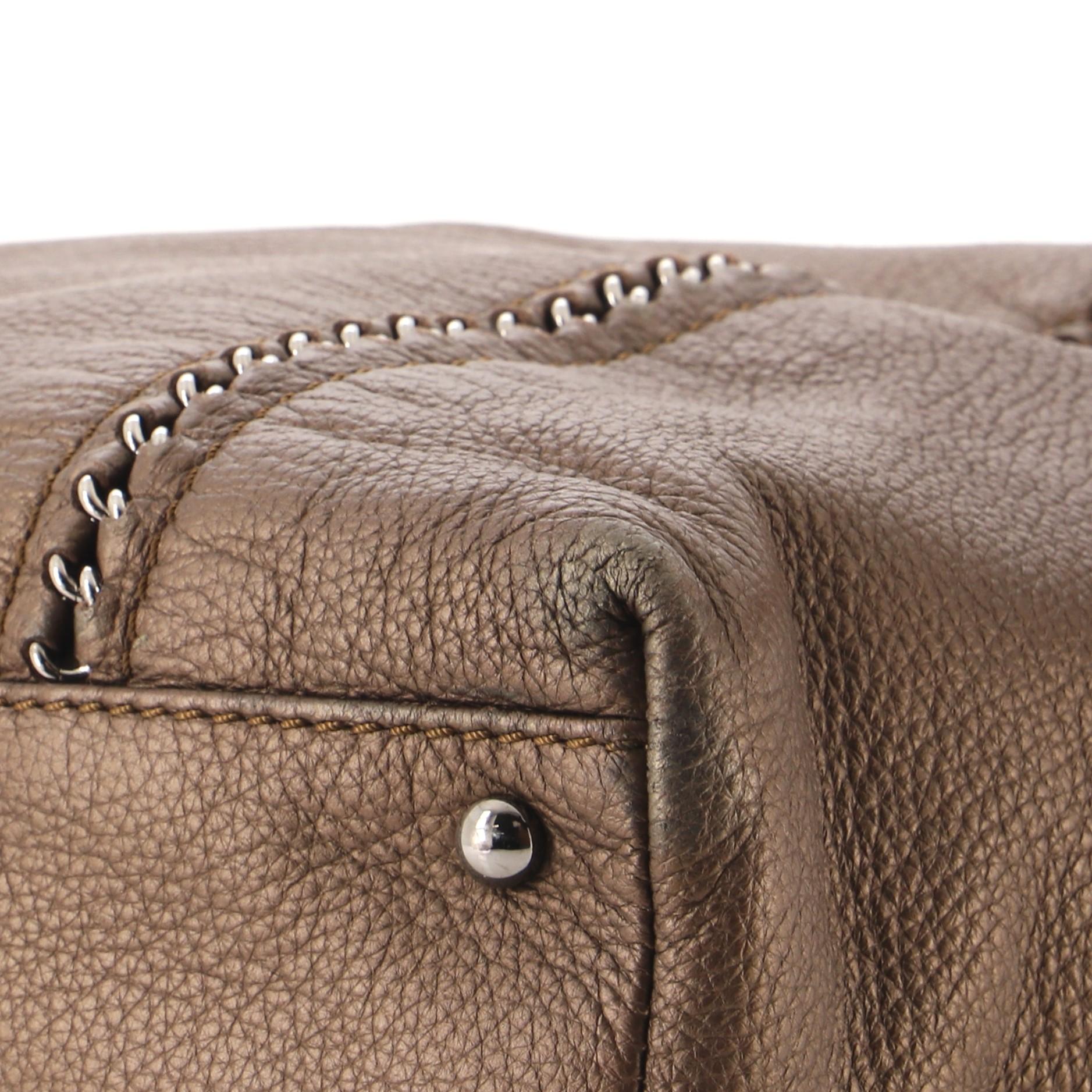 Brown Chanel Luxe Ligne Zip Top Tote Calfskin Medium