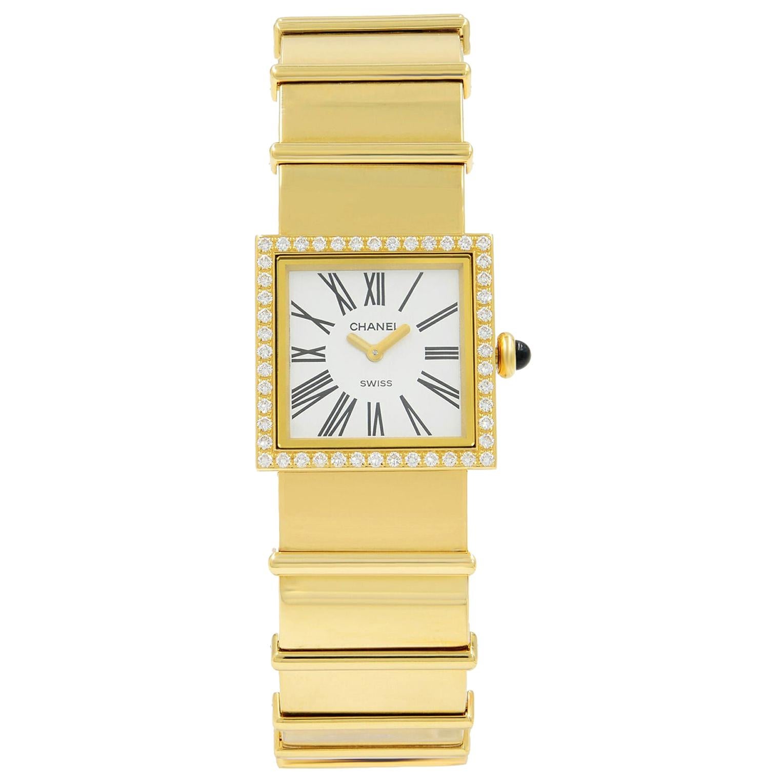 Chanel Mademoiselle 18 Karat Yellow Gold Roman Dial Diamond Quartz Ladies Watch