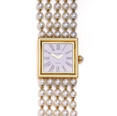 Chanel Mademoiselle 18kt Yellow Gold & Cultured Pearl Bracelet Quartz