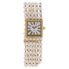 Chanel Mademoiselle 18kt Yellow Gold & Cultured Pearl Bracelet Quartz