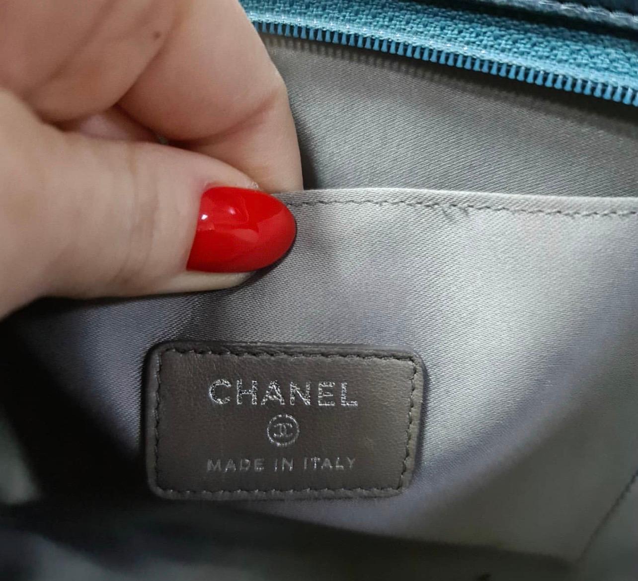 Women's Chanel Mademoiselle Biarritz No 5 Monaco Paris Purse Teal Patent Leather Baguett
