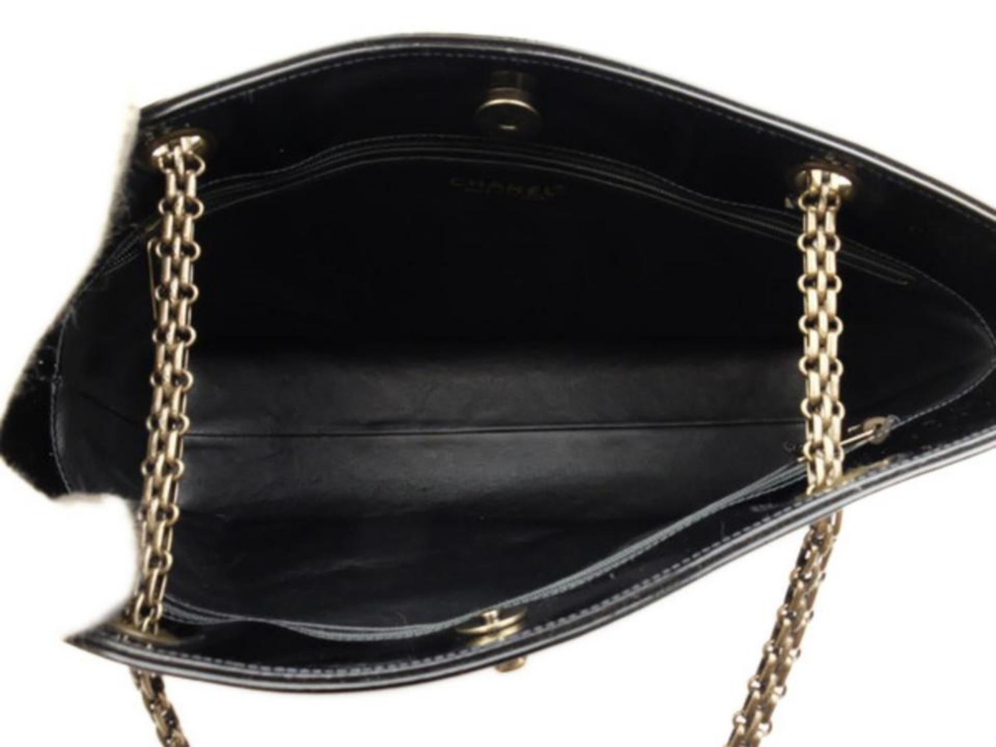 Chanel Mademoiselle Chain 223644 Black Patent Leather Tote For Sale 1
