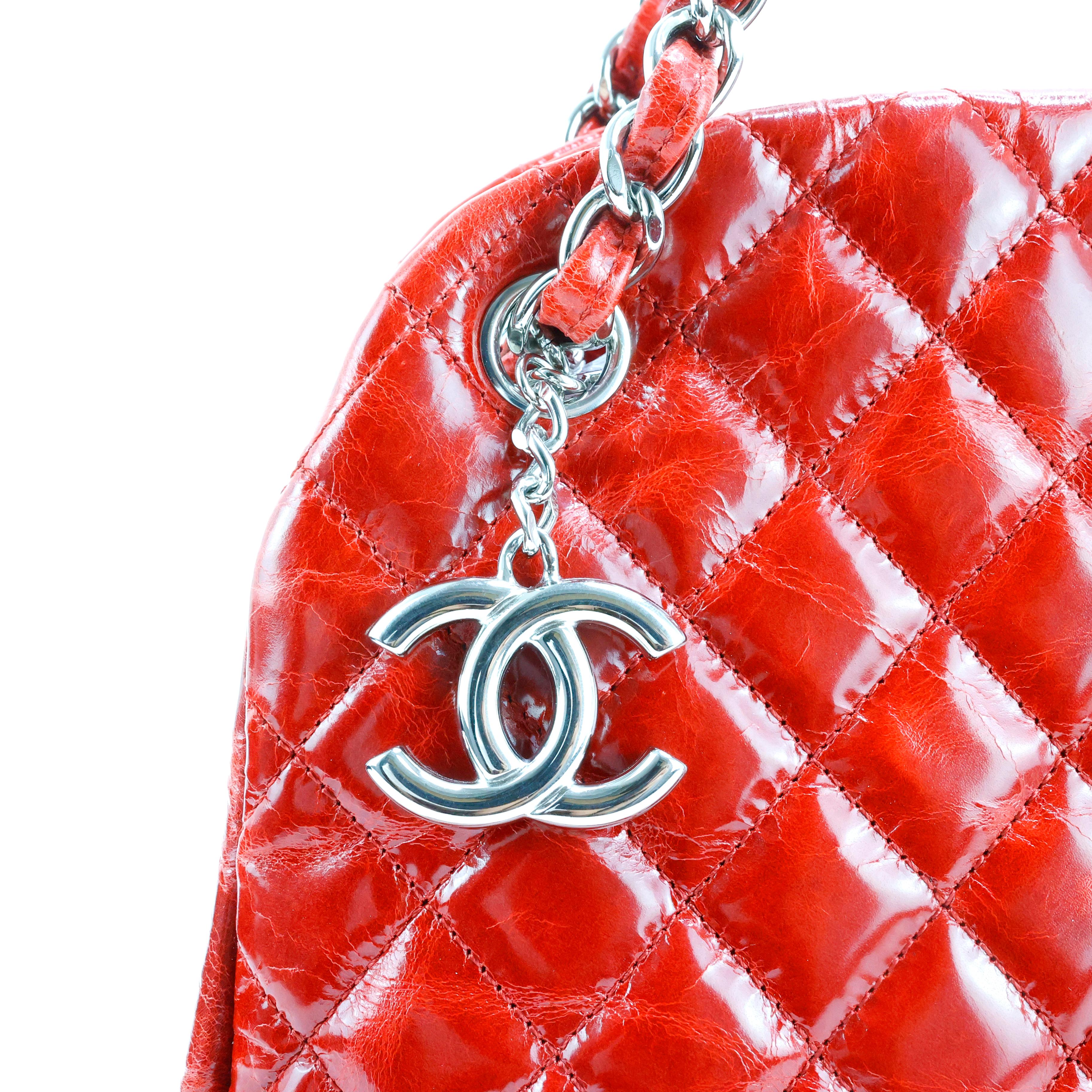 Red Chanel Mademoiselle Chain handle For Sale