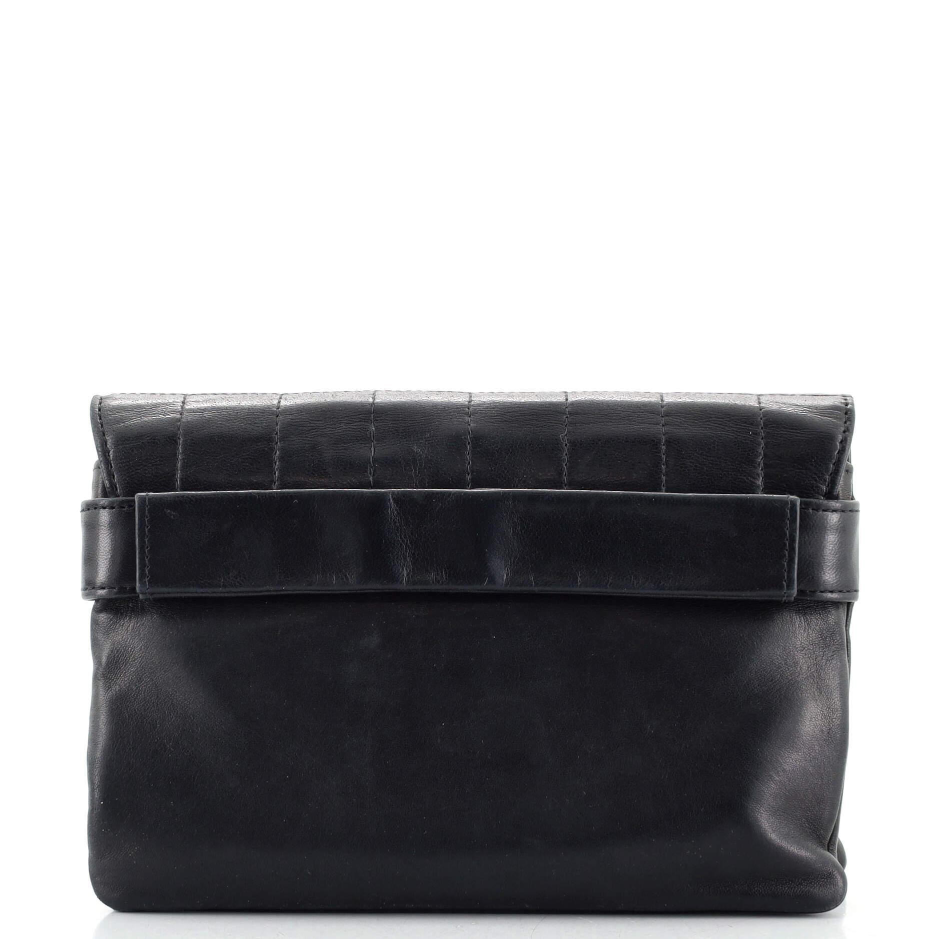 Chanel Mademoiselle Chocolate Bar Clutch Quilted Lambskin Small In Good Condition In NY, NY