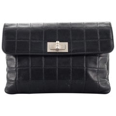 Chanel Mademoiselle Chocolate Bar Clutch Quilted Lambskin Small