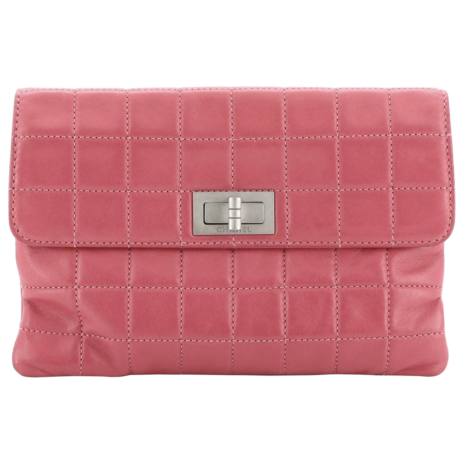 Chanel Mademoiselle Chocolate Bar Clutch Quilted Lambskin Small