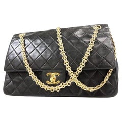Vintage Chanel Mademoiselle Classic Flap Medium Quilted Lambskin 234110 Black Leather