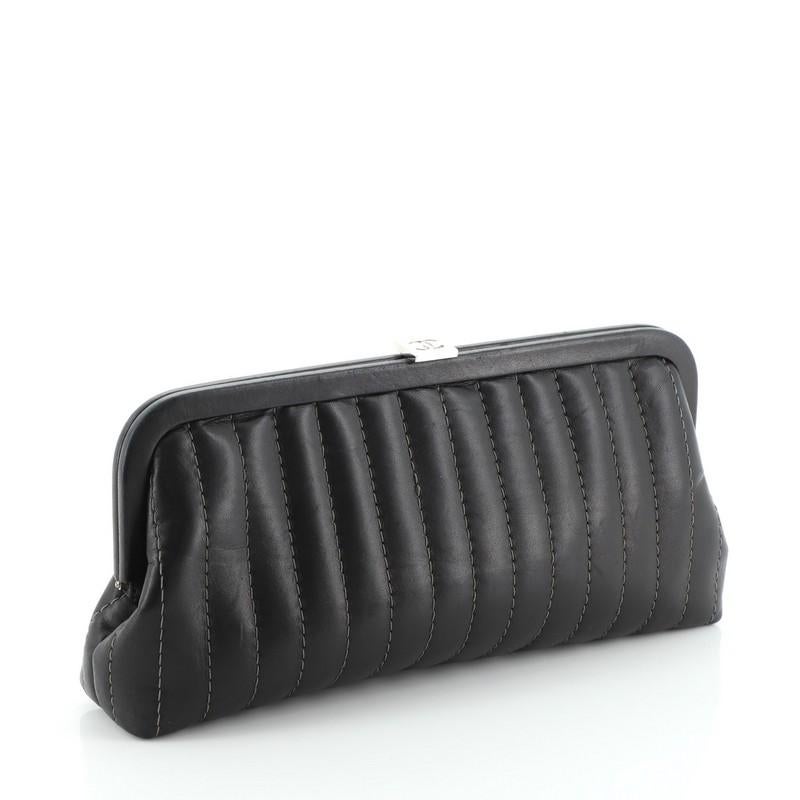 Black Chanel Mademoiselle Clutch Vertical Quilted Lambskin