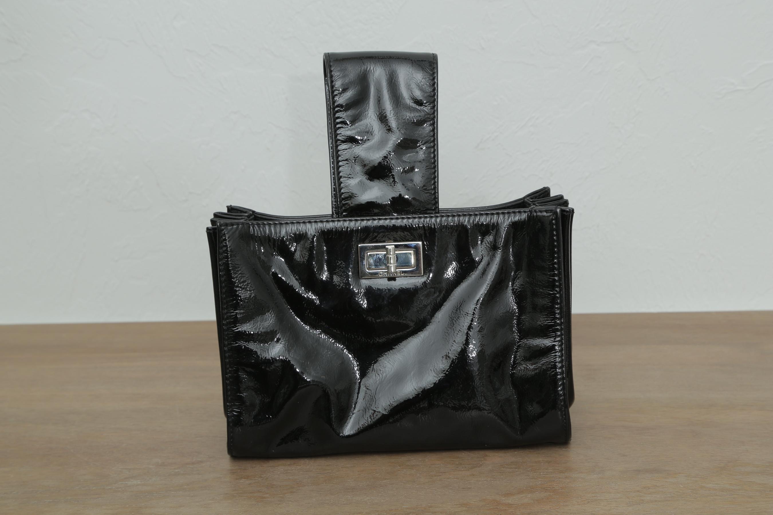 Chanel Mademoiselle Convertible Wristlock in Black Leather Trim  In Excellent Condition In West palm beach, FL