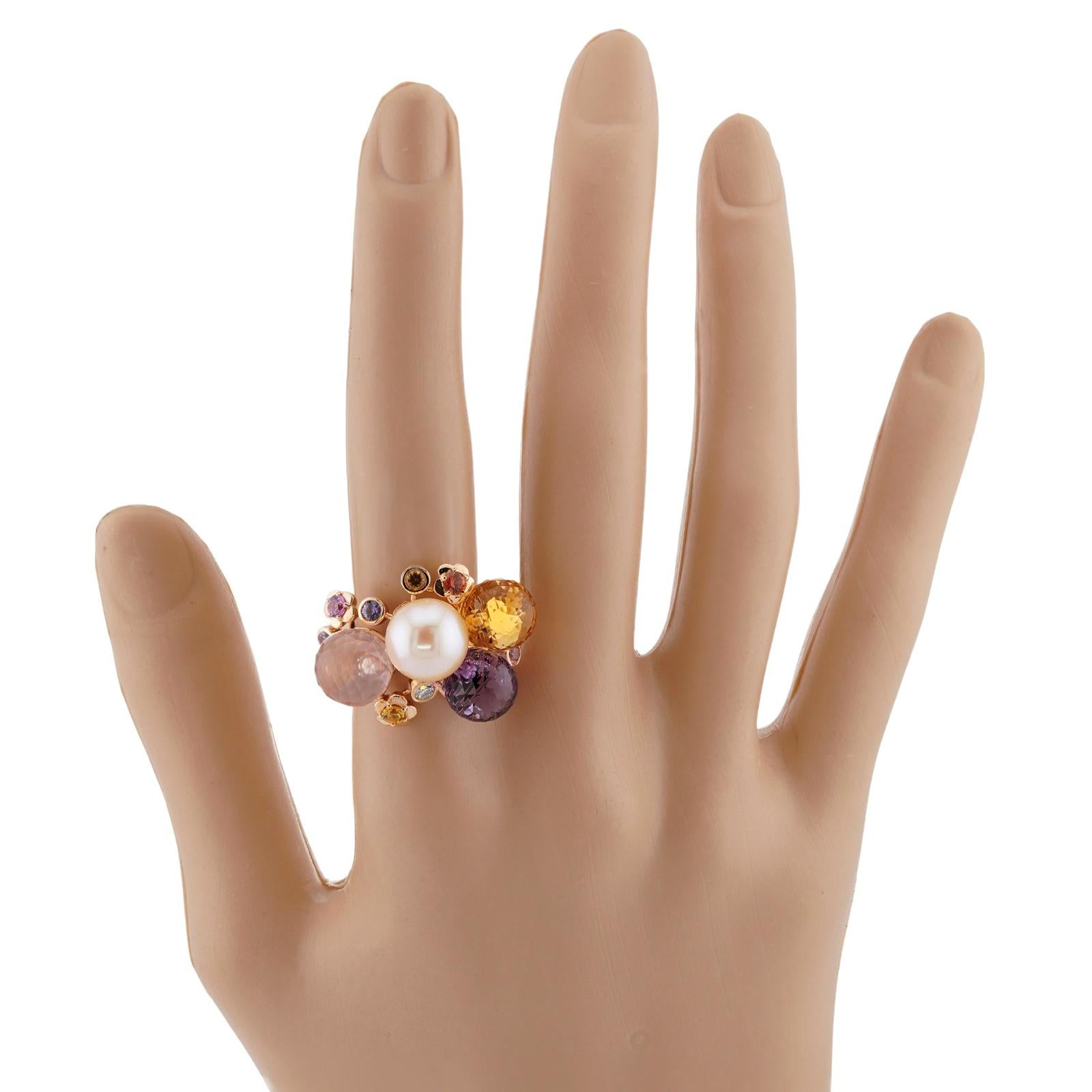 CHANEL Mademoiselle Zuchtperlen-Edelstein-Diamant-Roségoldring (Brillantschliff) im Angebot