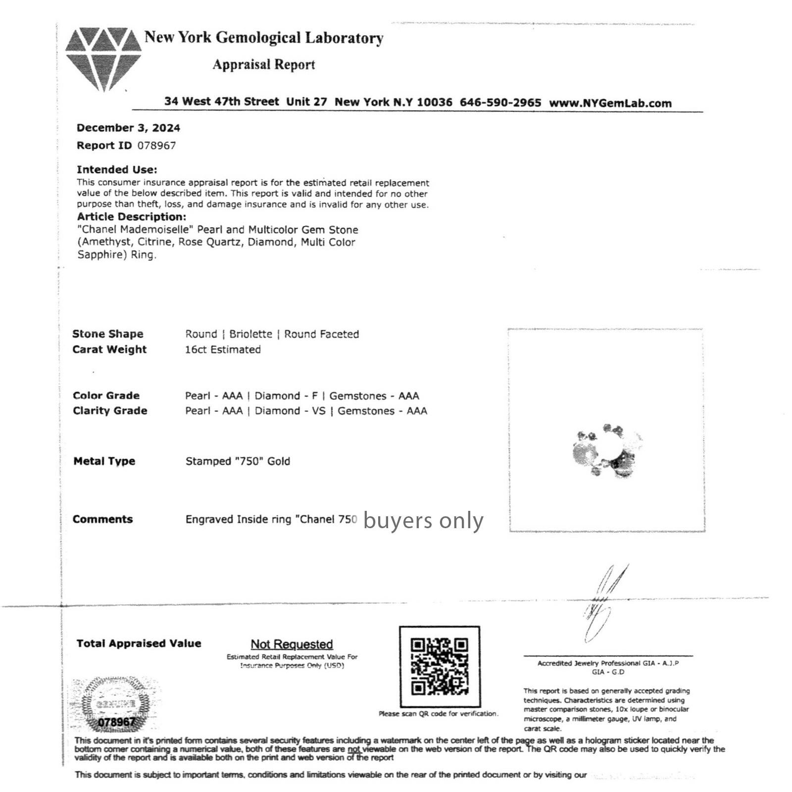 CHANEL Mademoiselle Zuchtperlen-Edelstein-Diamant-Roségoldring im Angebot 2