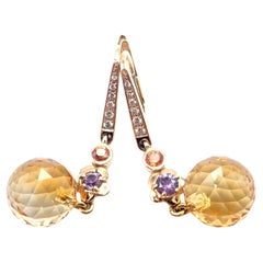 Chanel Mademoiselle Diamond Amethyst Citrine Yellow Gold Earrings