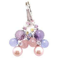 Chanel Mademoiselle Diamond Amethyst Sapphire Pearl White Gold Earrings