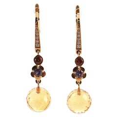 Chanel Mademoiselle Drop Earrings 18k Yellow Gold with Citrine, Fancy Sapphire