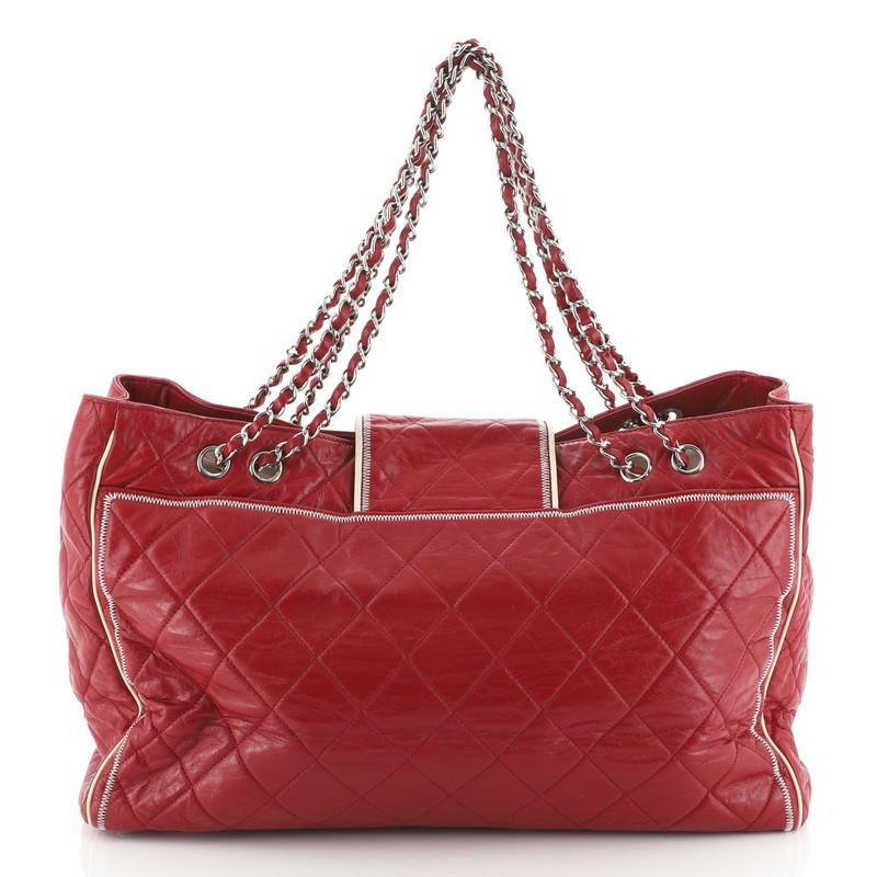 Chanel Mademoiselle Lock East West Tote Quilted Leather Large In Good Condition In NY, NY