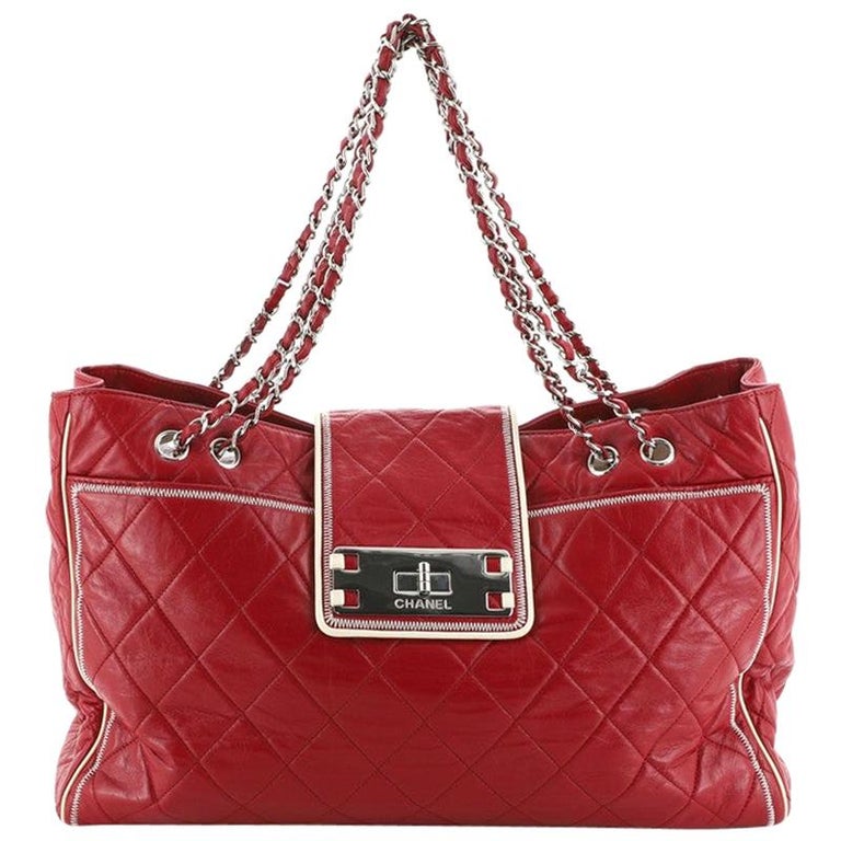 Chanel Mademoiselle Lock East West Tote Quilted Leather Large at 1stDibs