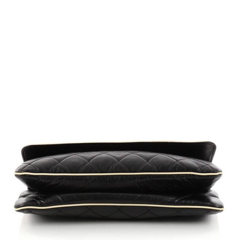 Chanel Mademoiselle Lock Flap Bag Cuir d'agneau matelassé Est Ouest Bon état à NY, NY