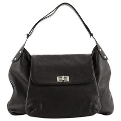 Chanel Mademoiselle Lock Flap Shoulder Bag Quilted Caviar Large