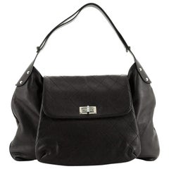 Chanel Mademoiselle Lock Flap Shoulder Bag Quilted Caviar Large