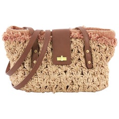Chanel Mademoiselle Lock Tote Woven Straw Large