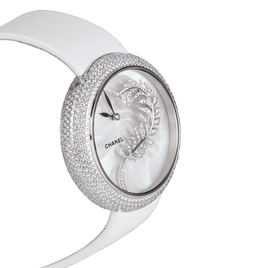 Chanel Women's J12 Mademoiselle acte II White Ceramic, 18K White Gold & White Sapphire Bracelet Diamond Charm Watch - White One-Size