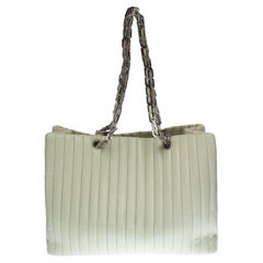 Chanel Mademoiselle Tote bag in light green quilted Vertical lambskin , SHW