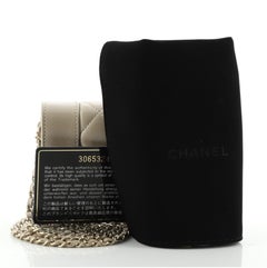 Chanel Mademoiselle Vintage Card Holder on Chain Quilted Iridescent Calfskin