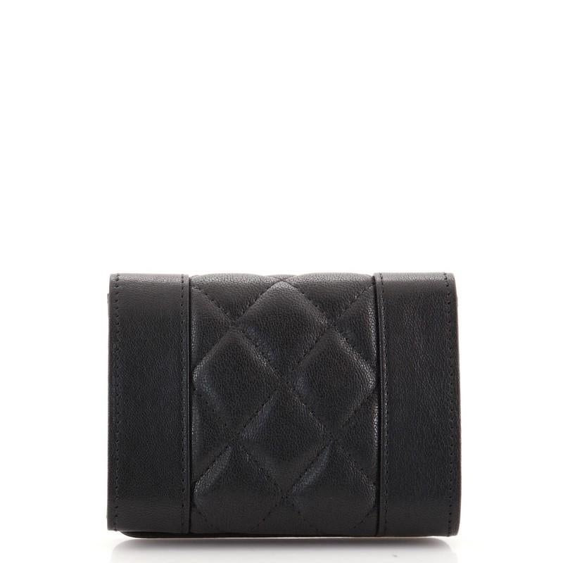 Chanel Mademoiselle Vintage Card Holder on Chain Quilted Sheepskin Mini In Good Condition In NY, NY