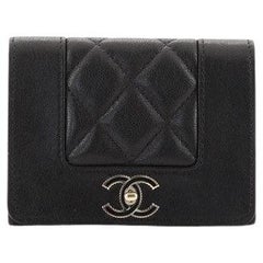 Chanel Mademoiselle Vintage Kartenetui an Kette aus gestepptem Schafsleder Mini