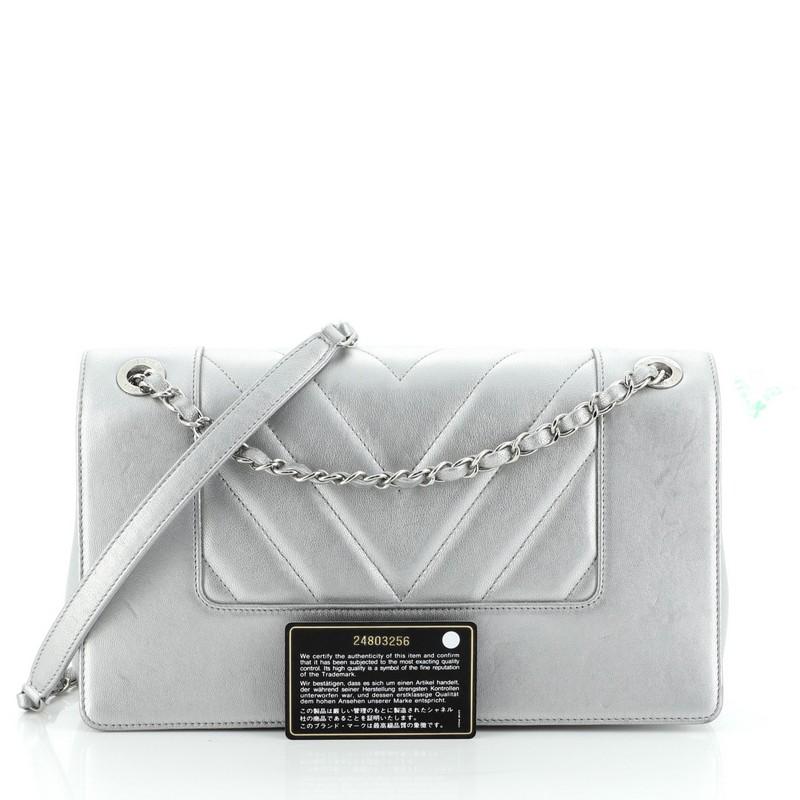 Chanel Mademoiselle Vintage Flap Bag Chevron Sheepskin Medium