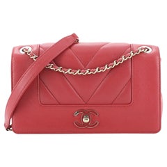 Chanel Mademoiselle Vintage Flap Bag Chevron Sheepskin Small