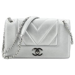 Chanel Mademoiselle Vintage Flap Bag Chevron Sheepskin Small