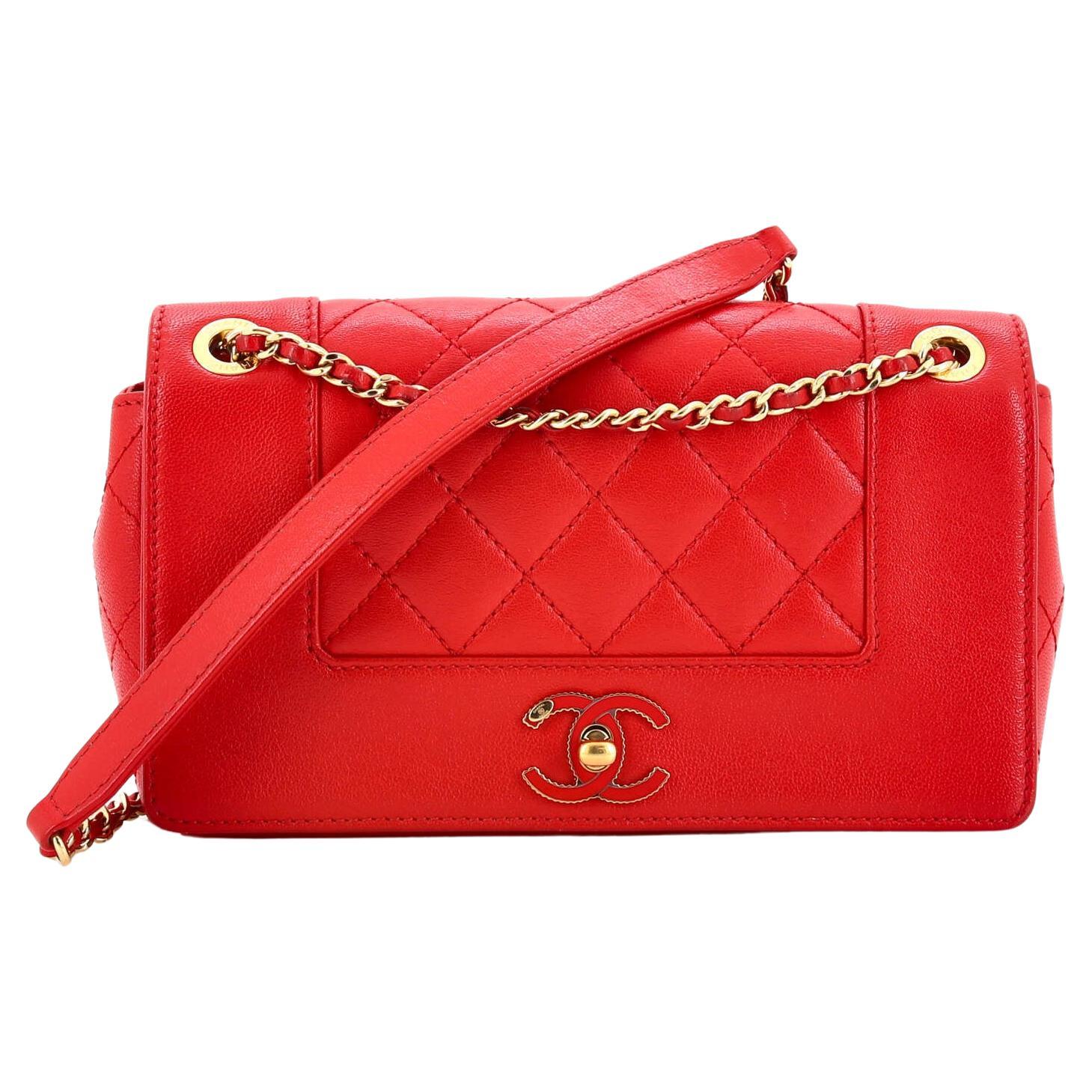 Chanel Mademoiselle Vintage Flap Bag Gestepptes Schafsfell Klein