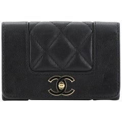 Chanel Mademoiselle Vintage Flap Card Holder Quilted Sheepskin