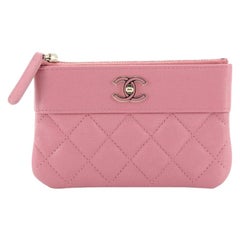 Chanel Mademoiselle Vintage O Case Clutch Quilted Sheepskin Mini
