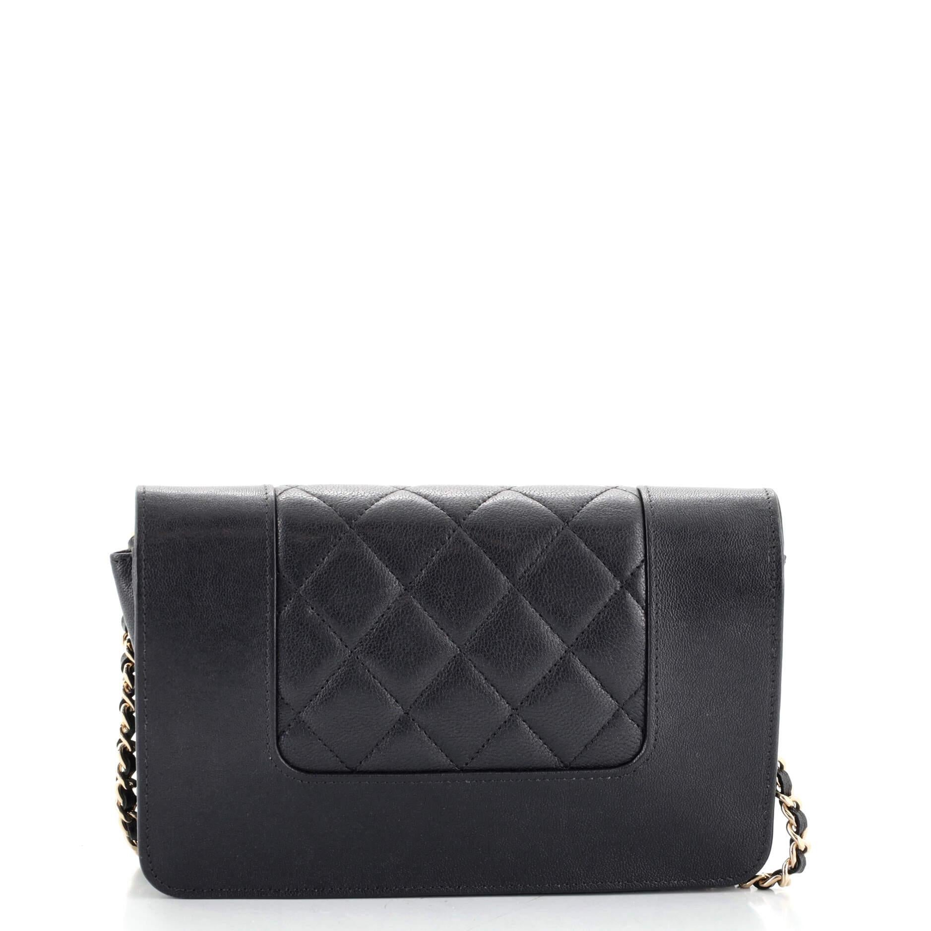 Chanel Mademoiselle Vintage Wallet on Chain Quilted Sheepskin In Good Condition In NY, NY