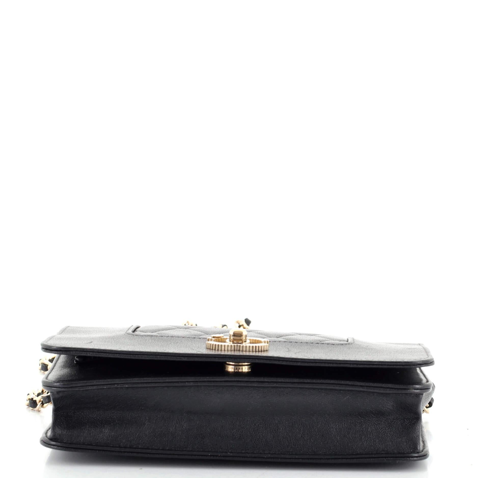 Women's or Men's Chanel Mademoiselle Vintage Wallet on Chain Quilted Sheepskin