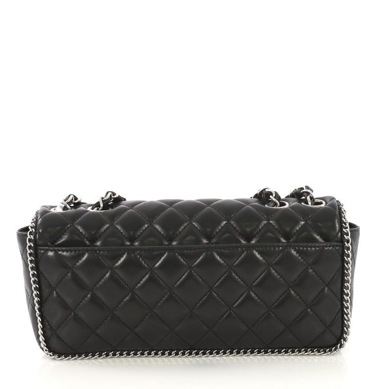 Black Chanel Madison Chain Around Flap Bag Quilted Lambskin East West