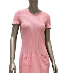 Chanel Magenta Cotton & Silk Ribbed Dress Sz.40