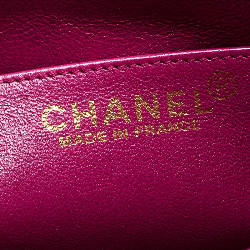 Chanel Magenta Quilted Jersey Medium Classic Single Flap Bag 4