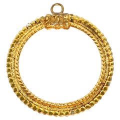 Chanel Magnifying Glass Gold Plated Pendant