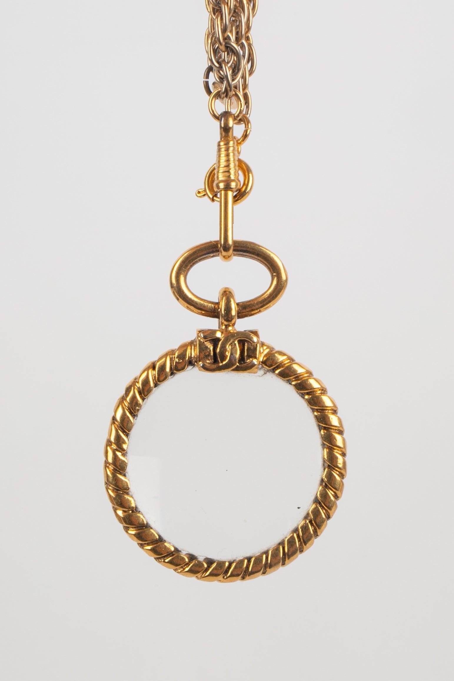 Chanel Magnifying Glass Golden Metal Necklace, 1982 In Excellent Condition In SAINT-OUEN-SUR-SEINE, FR