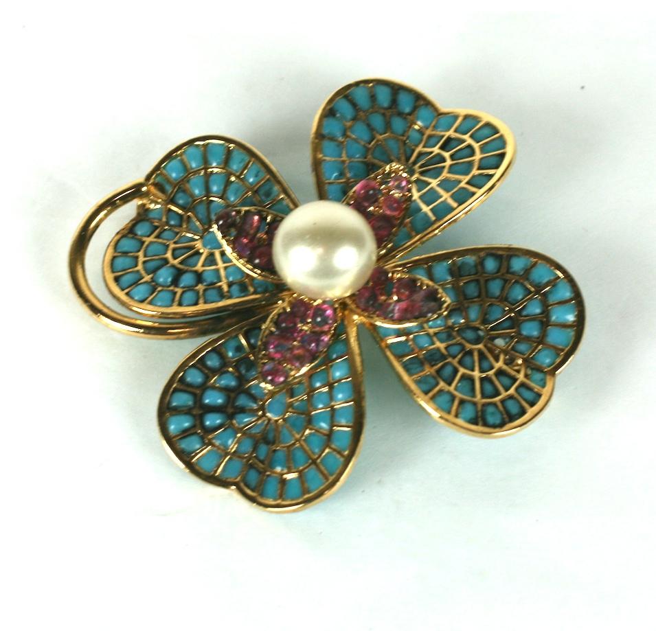 Chanel Maison Gripoix Clover Brooch In Excellent Condition In Riverdale, NY