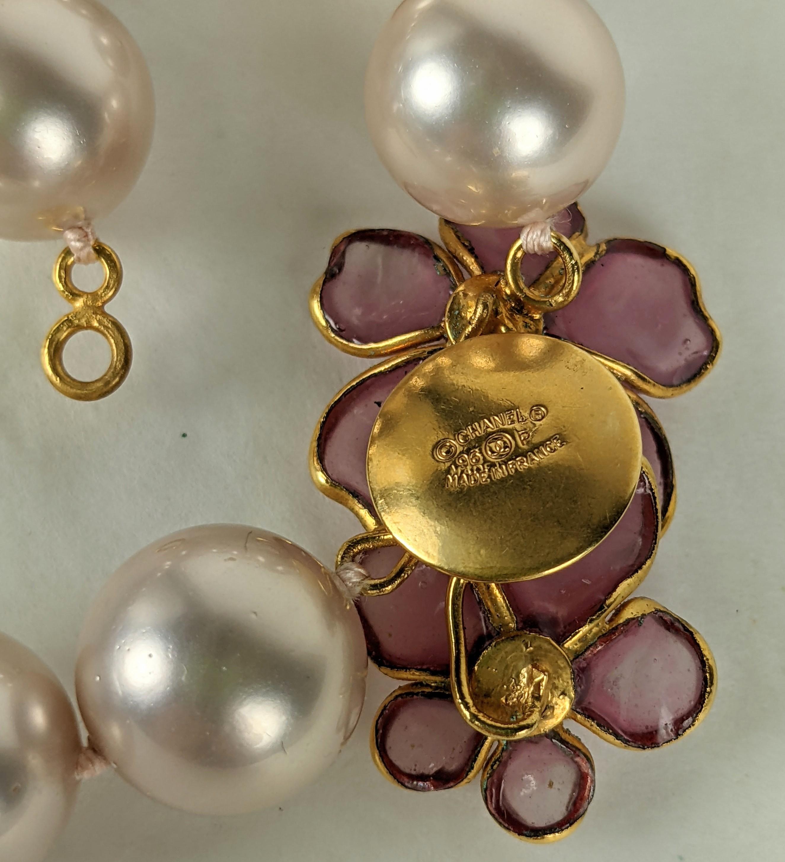 Chanel Maison Gripoix Poured Glass Double Flower Necklace For Sale 1