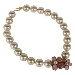 Chanel Maison Gripoix Poured Glass Double Flower Necklace