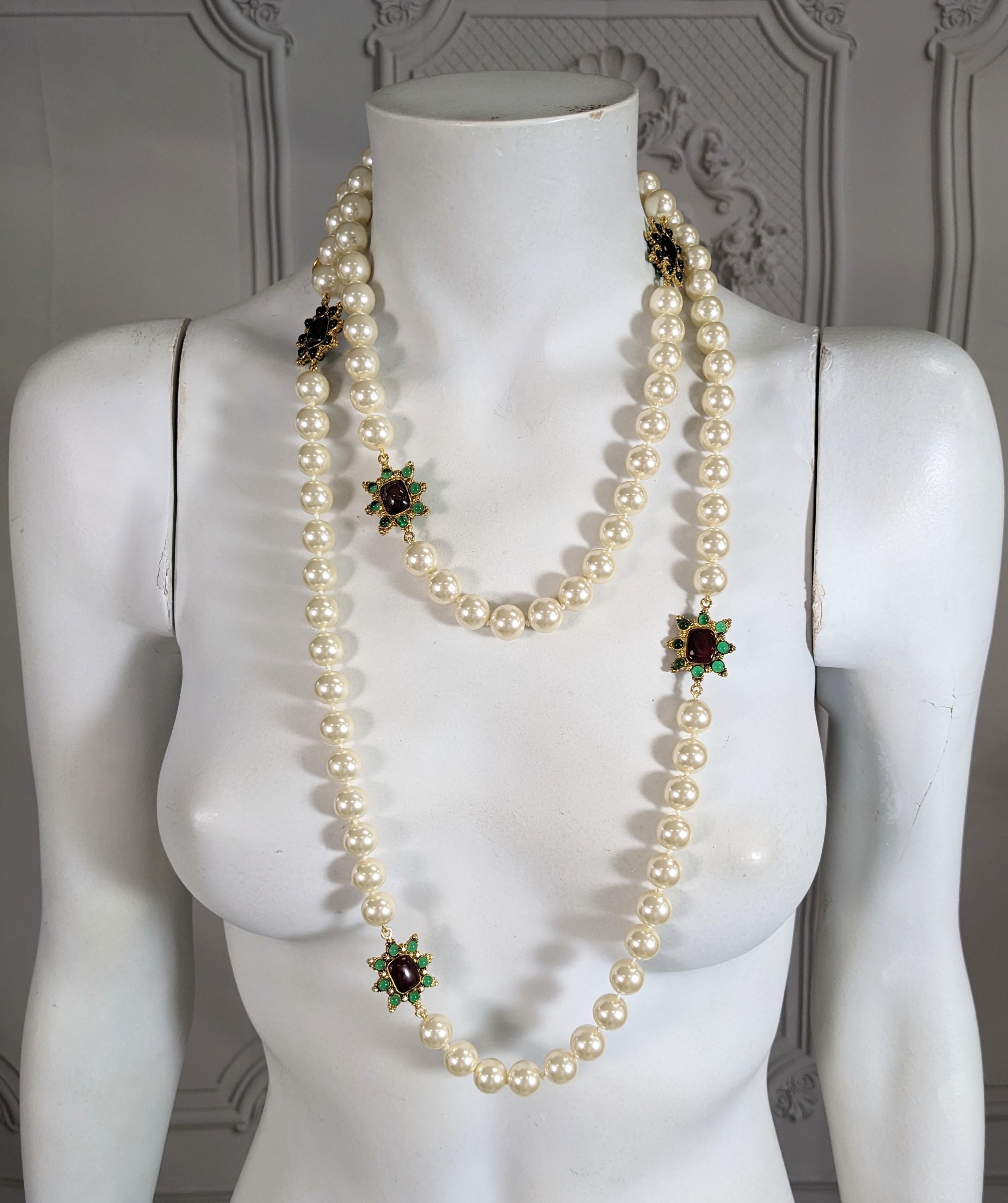 Chanel Maison Gripoix Renaissance Star Link Pearl Necklace For Sale 2
