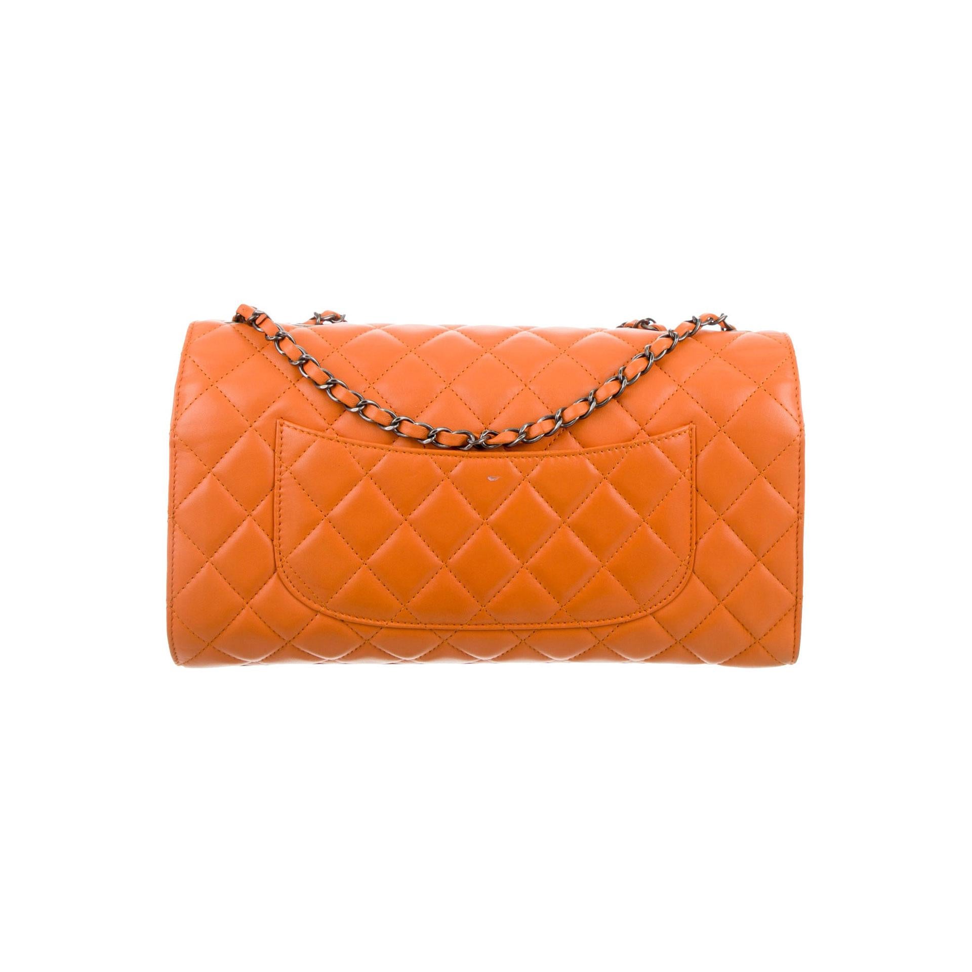 Chanel 2014 Mandarin Orange Caviar Expandable 2in1 Shopper Drawstring Flap Bag  2